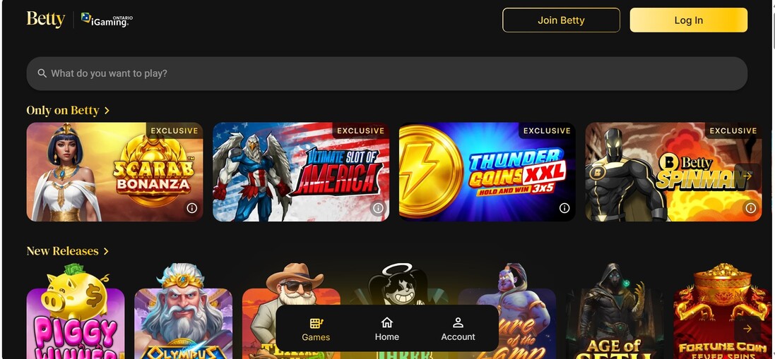 BettyCasino Homepage