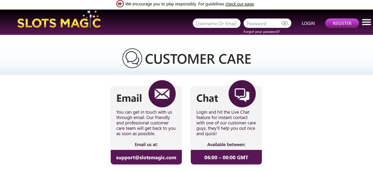 Customer Service Slots Magic 