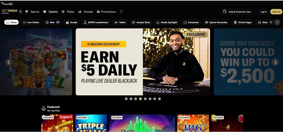 BetMgm Casino Homepage