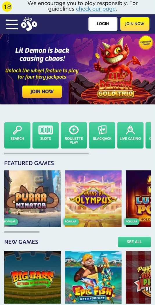 Homepage Playojo Casino