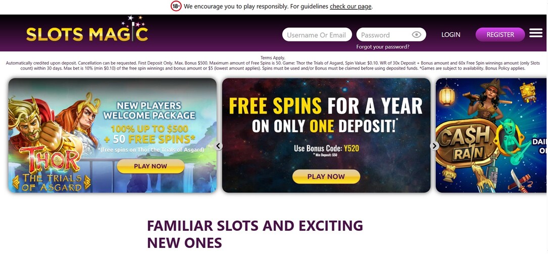 SlotsMagic Homepage