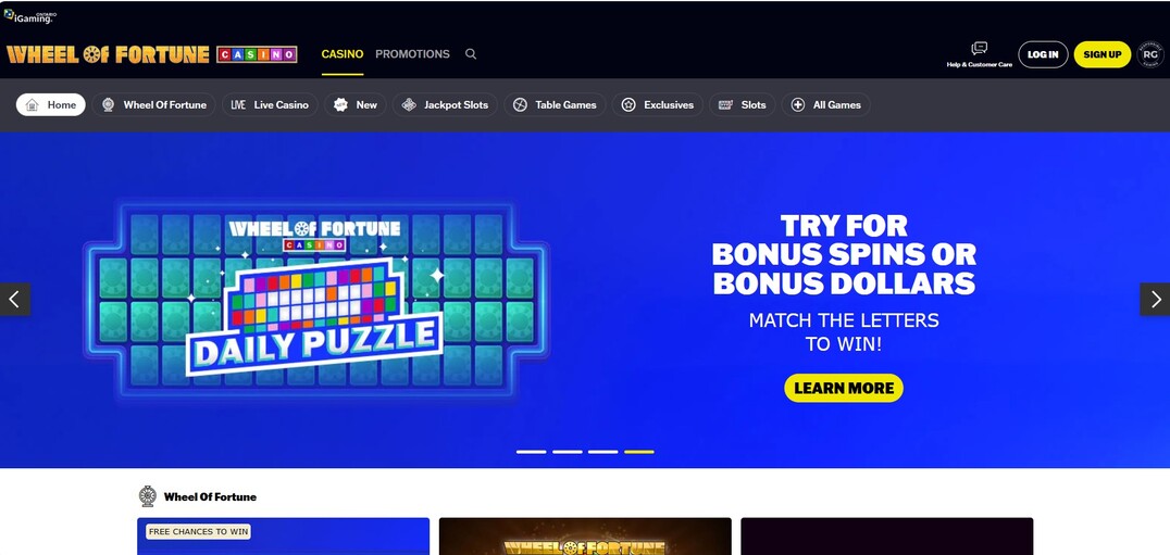 Wheel of Fortune Casino Homepage 