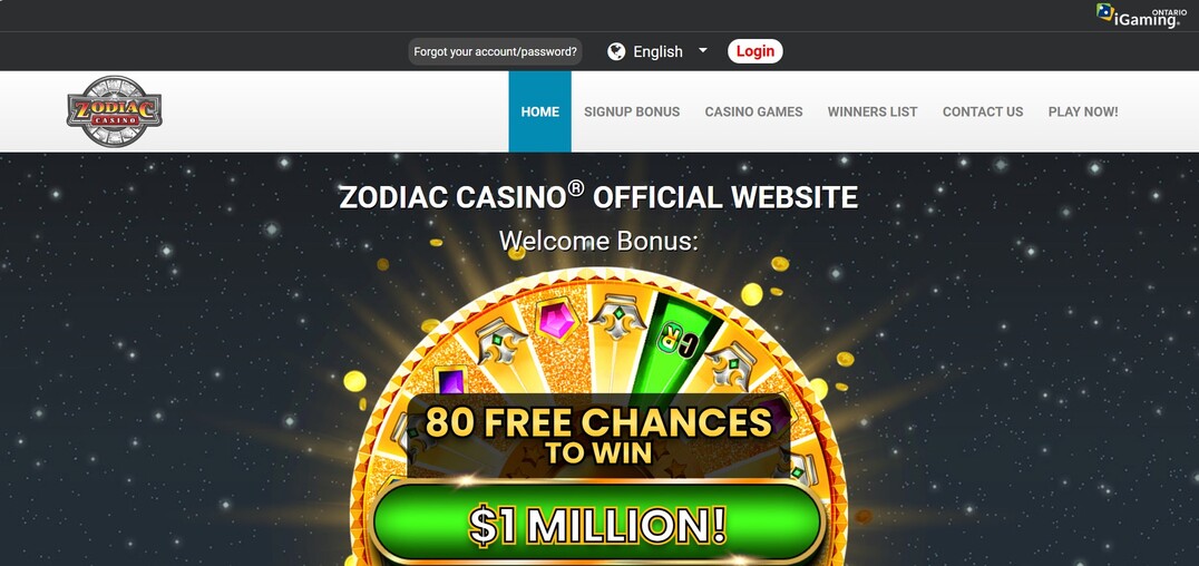 ZodiacCasino Homepage