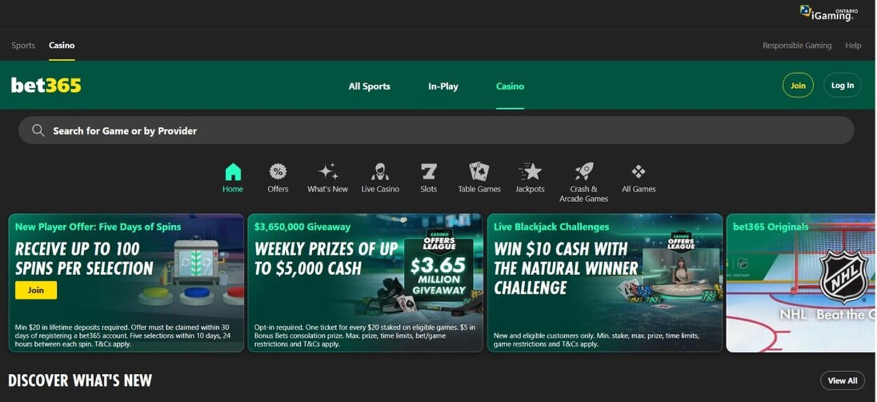 Bet365 Homepage Casino Canada