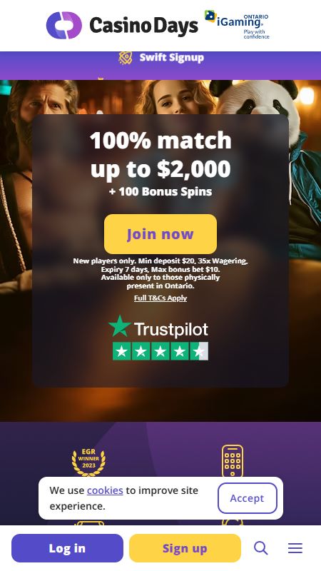 Online CasinoDays homepage