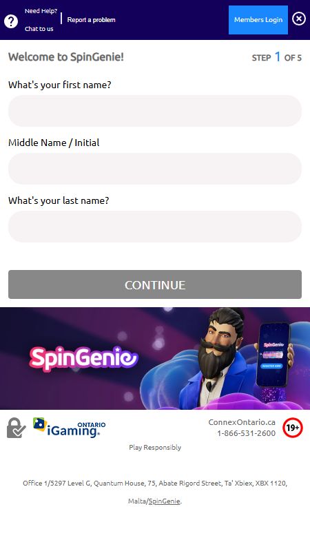 Creating an account on SpinGenie